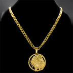 Jesus Crown of thorns Men's Necklace Stainless Steel Gold Color Chain Crucifix Medal Male Neckalces Religious Jewelry