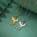 Phoenix Necklace Gift for Woman Men Couple Kid Child Reborn God Bird Supernatural Amulet Pendant Stainless Steel Chain