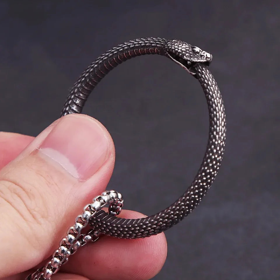 Gothic Ouroboros Snake Pendant Necklace — Stainless Steel