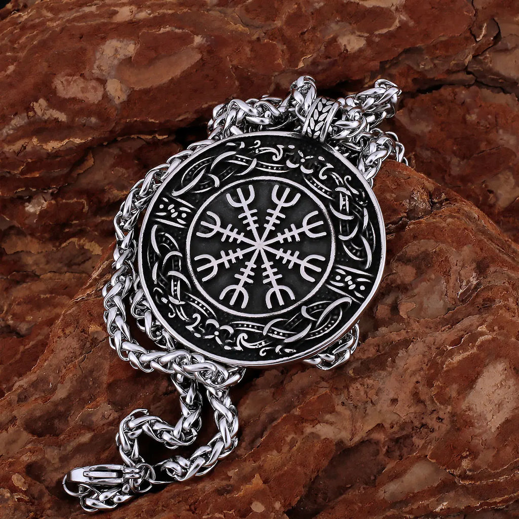 Nordic Mythology Courageous Men Helmet of Awe Necklace Handmade Gold Color Celtic Knot Amulet Biker Party Club Pendant