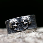 Double Head Skull Ring — Stainless Steel Gothic