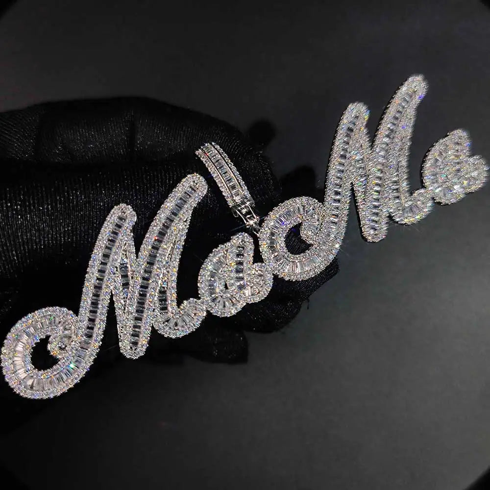 Iced Out Letter Pendant Necklace Gold