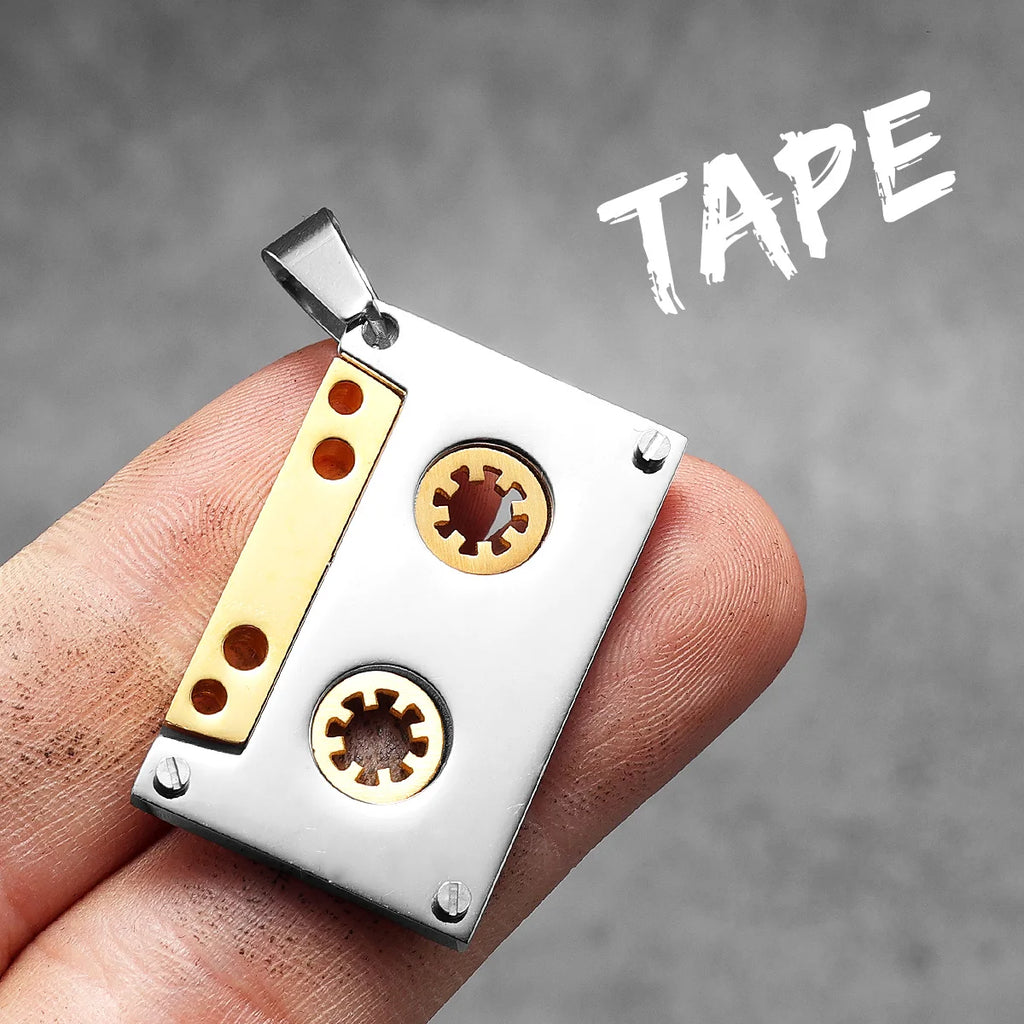 Music Player Tape Stainless Steel Jewelry Men Simple Necklace With Pendant For Male Women PunkHip Hop Accessories Gift Wholesale