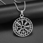 Nordic Rune Compass Necklace — Stainless Steel