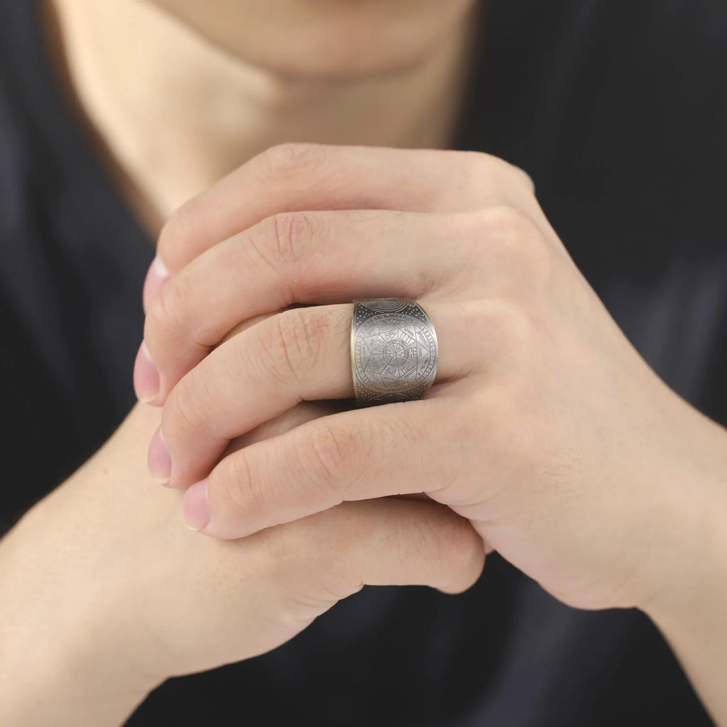 Magic Formation Sigil Seal Open Ring — Wide Adjustable Band