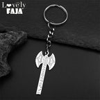 Viking Silver Ring Nordic Rune Axe Keychain Mythology