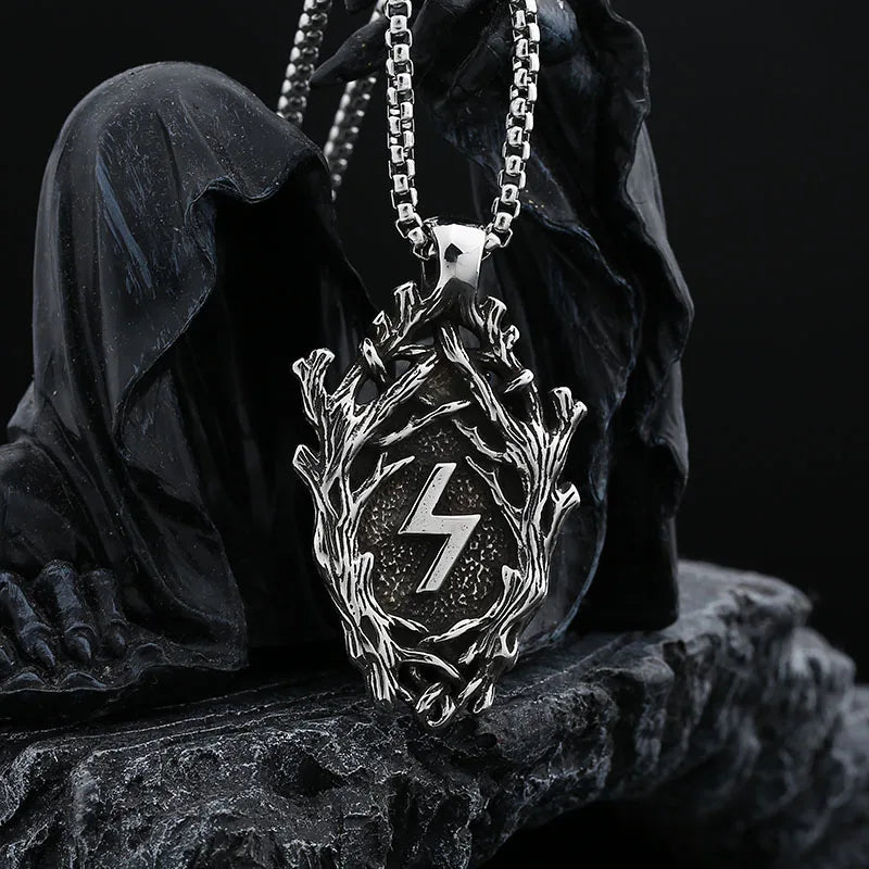 Good Polished 2024 New Vintage Stainless Steel Viking Branch Rune Pendant Necklace For Man Women Amult Jewelry Party Gift