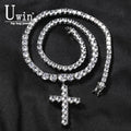 UWIN Tennis Chain With Cross Full Iced Out CZ Cubic Zircon Fashion Luxurious Choker HipHop Jewelry