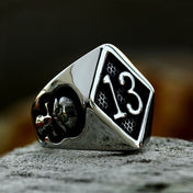 Skull Ring Vintage Polish Number Amulet Stainless Steel