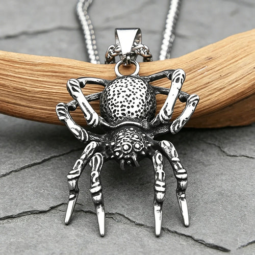 3D Vintage Spider Pendant Necklace for Men — Stainless Steel