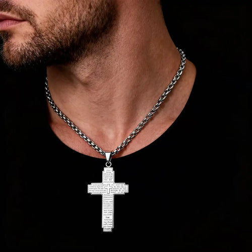 Bible Cross Stainless Steel Pendant Necklace