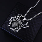 Stainless Steel Vintage Spider Pendant Necklace
