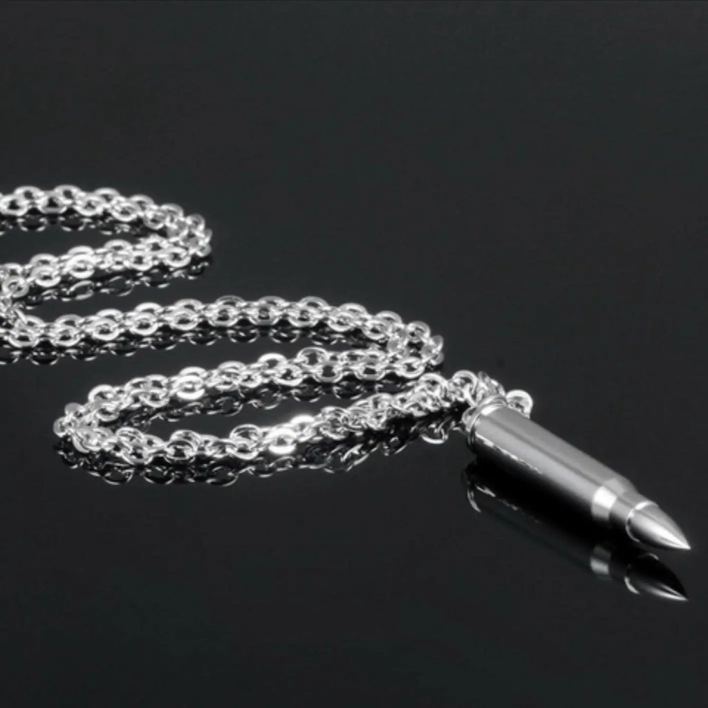 Personality Hip Hop Bullet Commemorative Pendant Domineer Titanium Steel Men's Necklace Bullet Pendant Bulk Order Cool Handsome
