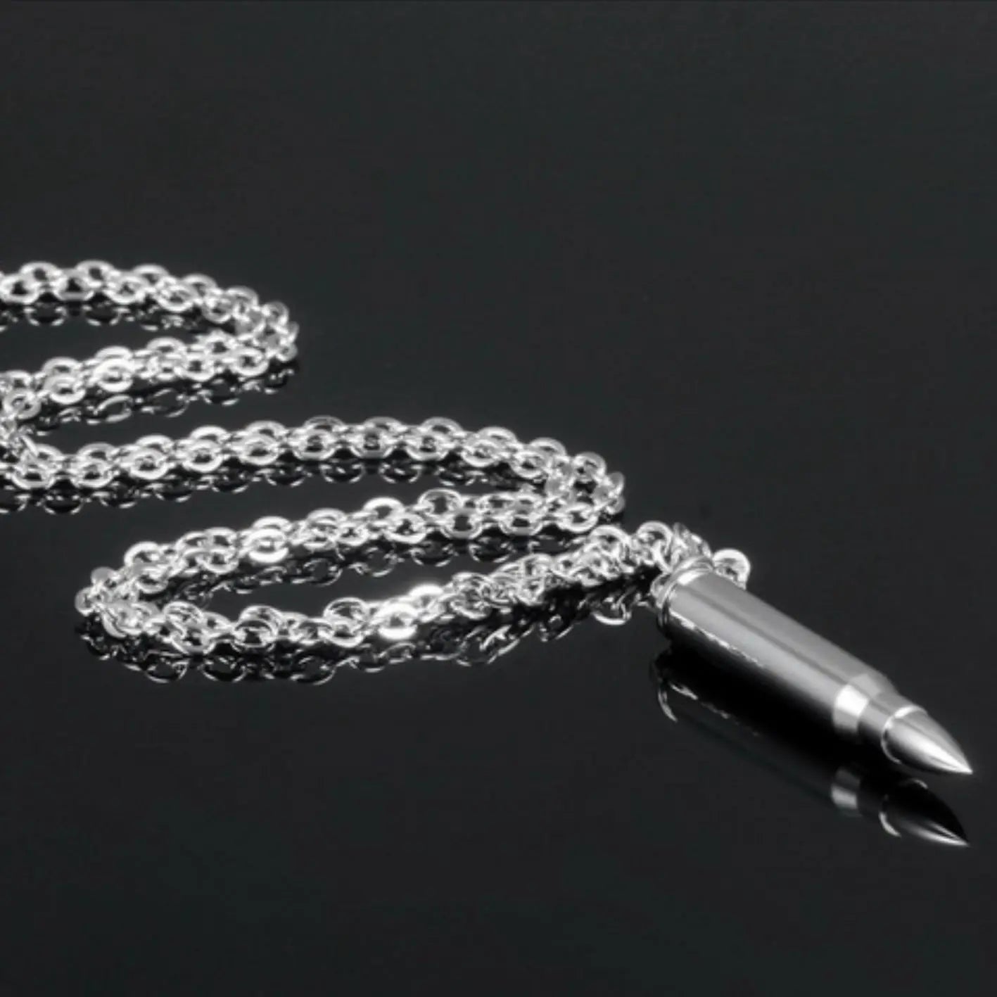 Personality Hip Hop Bullet Commemorative Pendant Domineer Titanium Steel Men's Necklace Bullet Pendant Bulk Order Cool Handsome