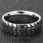 New Simple Fashion Tire Niche Geometric Ring Hip Hop Punk Retro Personality Creative Trend Striped Finger Ring Gift