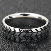 New Simple Fashion Tire Niche Geometric Ring Hip Hop Punk Retro Personality Creative Trend Striped Finger Ring Gift