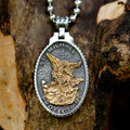 NEW Men's 316L stainless-steel Patron Saint Of Time Travelers Archangel Michael round Pendant Chain Necklace jewelry