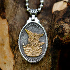 NEW Men's 316L stainless-steel Patron Saint Of Time Travelers Archangel Michael round Pendant Chain Necklace jewelry