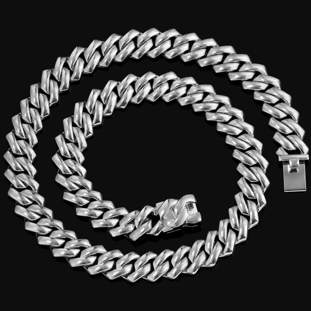 14 MM Prong Cuban Link Chain Necklace For Men Hip Hop Iced Out Bling Luxury Full Rhinestone Paved Necklace Rapper