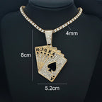 Iced Out Poker Card Cuban Pendant — Gold