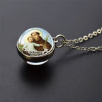 Jesus and Virgin Mary Necklace Saint Michael Jude Anthony Patrick Paul Glass Ball Pendant Religious Jewelry Christian Gift