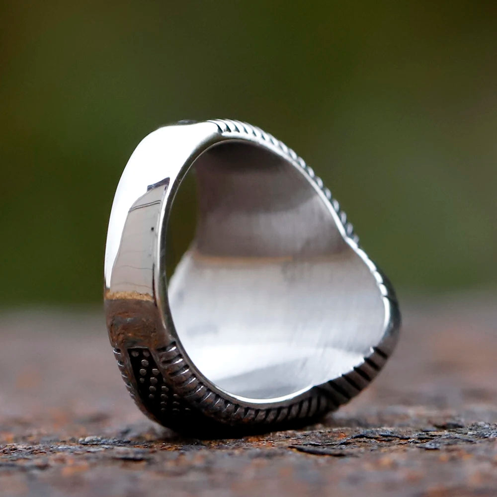 New Fashion Retro Ring Geometric Black Zircon Stone For Anniversary Party Wedding Men's Anels Totem Luxury Jewelry