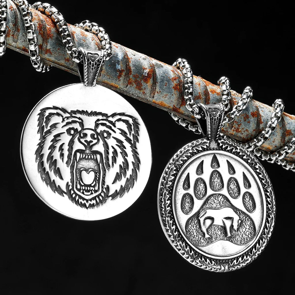 BearTexture Animal Men Necklaces With Pendant Stainless Steel Jewelry for Male Women Punk Hip Hop Accessories Gifts Wholesale
