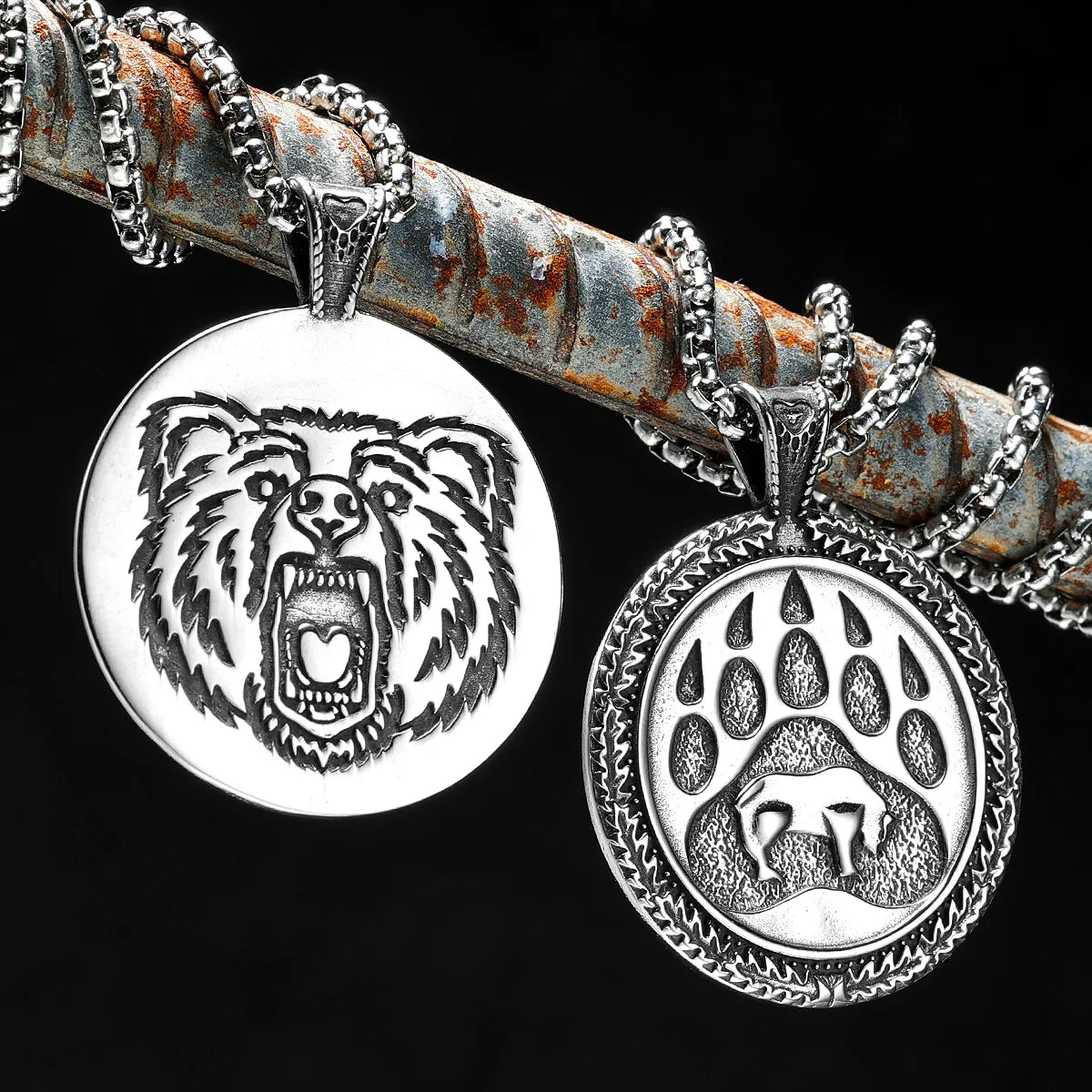 BearTexture Animal Men Necklaces With Pendant Stainless Steel Jewelry for Male Women Punk Hip Hop Accessories Gifts Wholesale