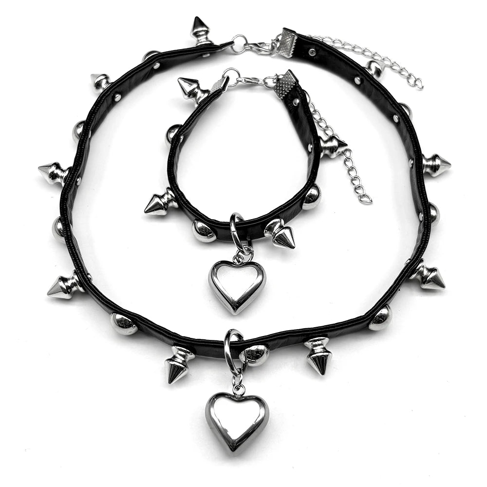 Gothic Heart Steel Pendant Punk Harajuku Choker