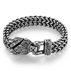 Nordic Viking Jewelry Punk Wolf Dog Snake Eagle Head With Double Mesh Link Chain Man Bracelet for Mn 19/21/23CM Long
