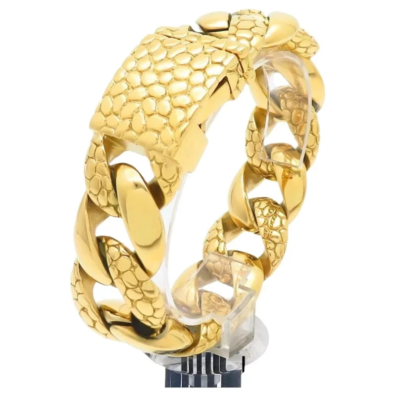 Snake Scale Cuban Link Bracelet 25mm — Heavy, Stainless Steel