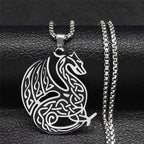 Triquetra Pentagram Triple Moon Necklace — Stainless Steel