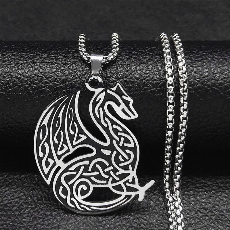Witch Triquetra Trinity Celtic Knot Necklace Stainless Steel Pentagram Triple Moon Goddess Necklaces Jewelry Collar N3406S02