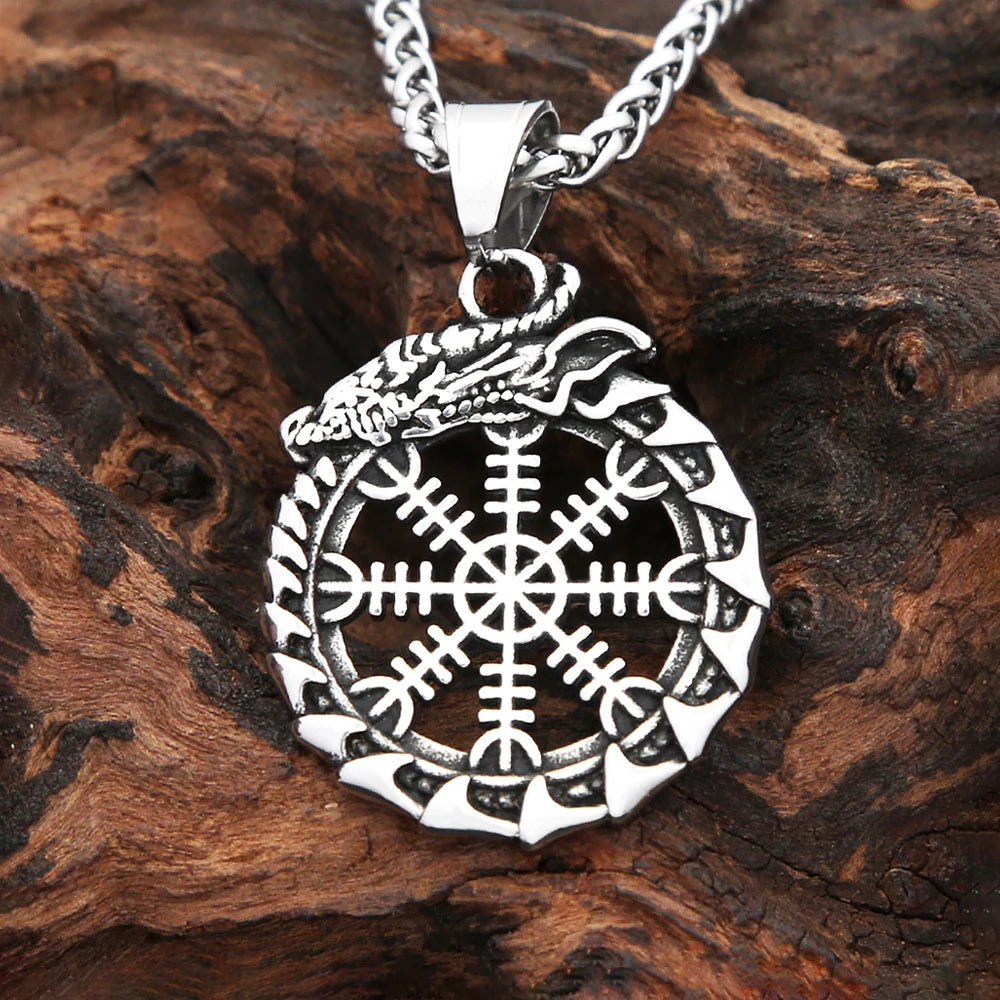 Dragon Viking Steel Pendant Vintage Ouroboros