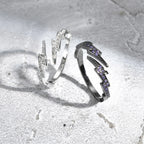Iced Out Zircon Lightning Open Ring — Stainless Steel