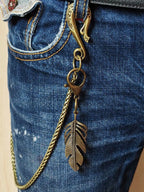 Indian Feather Keychain Pants Chain 5mm Snake Chain 22 Inch