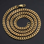 Gold Stainless Steel Cuban Chain Necklace 4-8MM