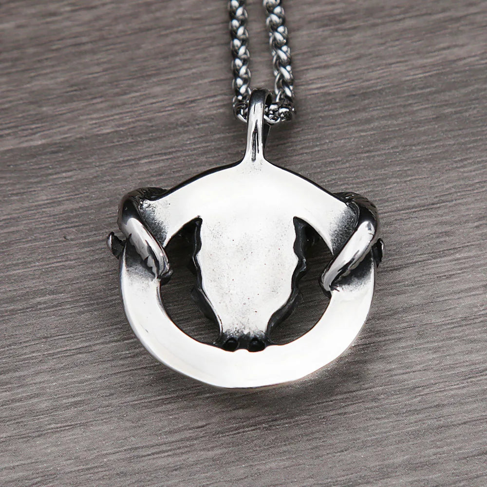 Skull Viking Steel Pendant Vintage Gothic 316L