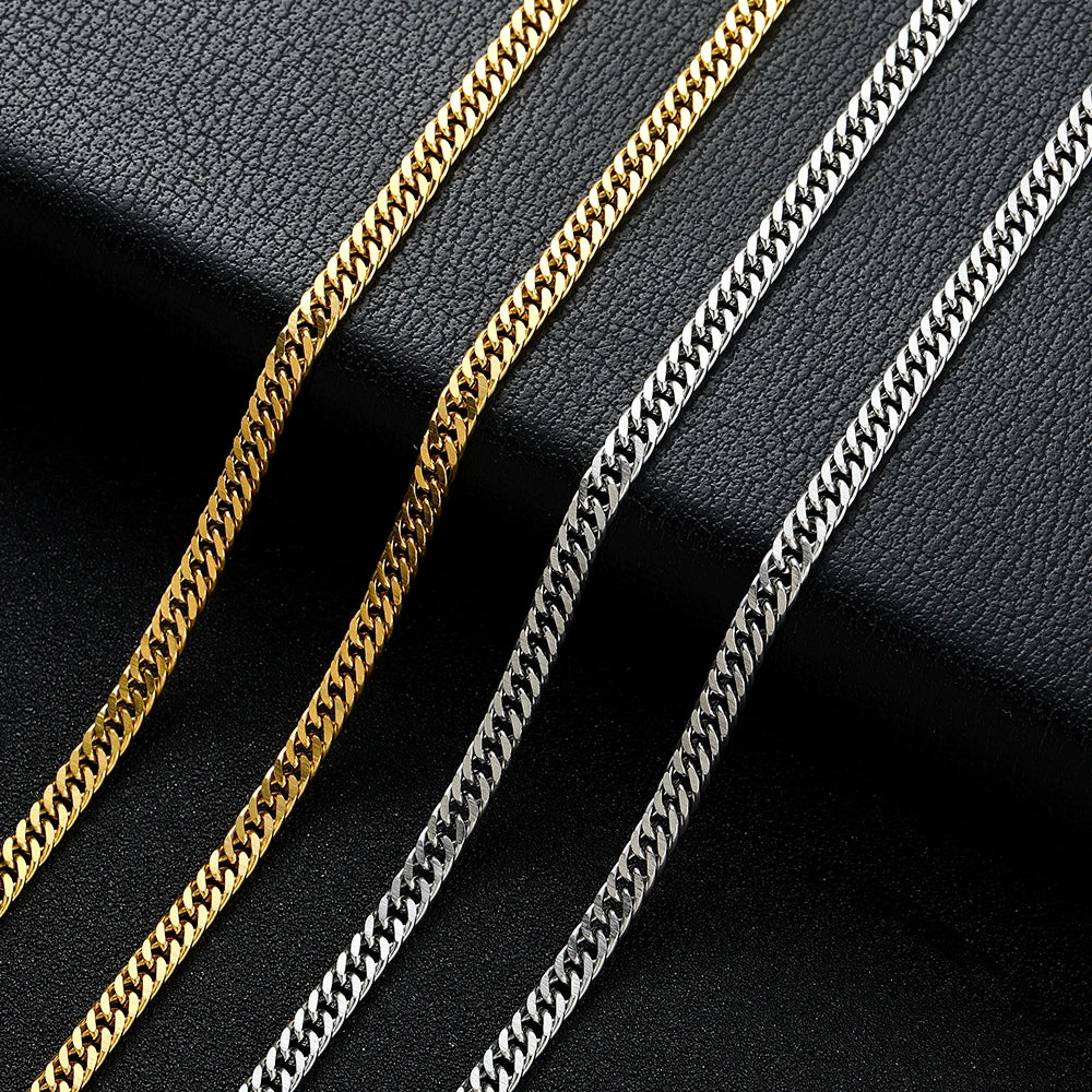 Gold Cuban Chain Necklace 4mm — Stainless Steel