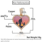 Iced Out Heart Photo Pendant Necklace