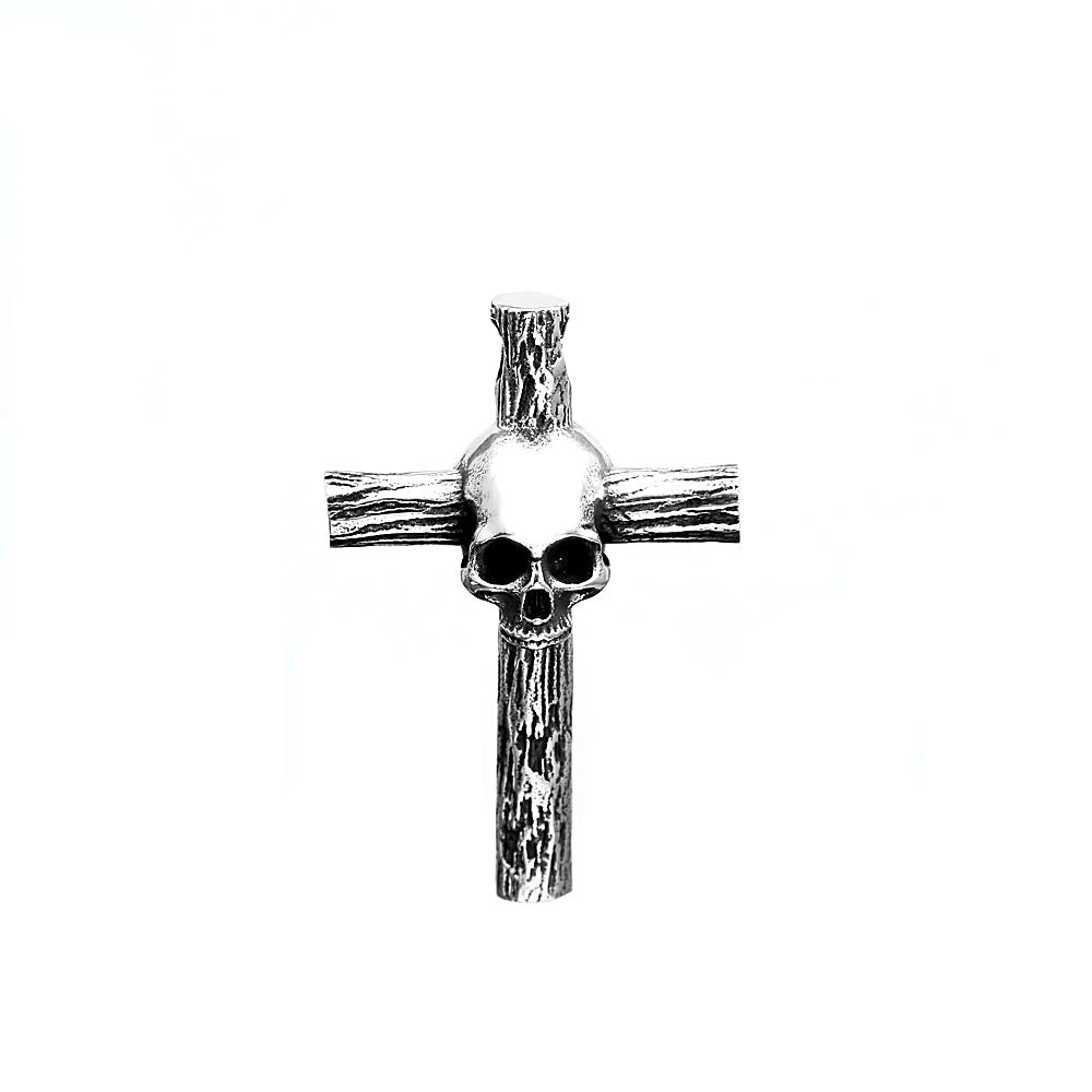 Gothic Stainless Steel Skull Cross Pendant Necklace For Men Women Fashion Punk Hip Hop Simple Necklaces Party Jewelry