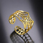 My Shape Punk Spider Ring Stainless Steel Adjustable Open Finger Rings Animal Fashion Jewelry Women Men  Teen Halloween Gift