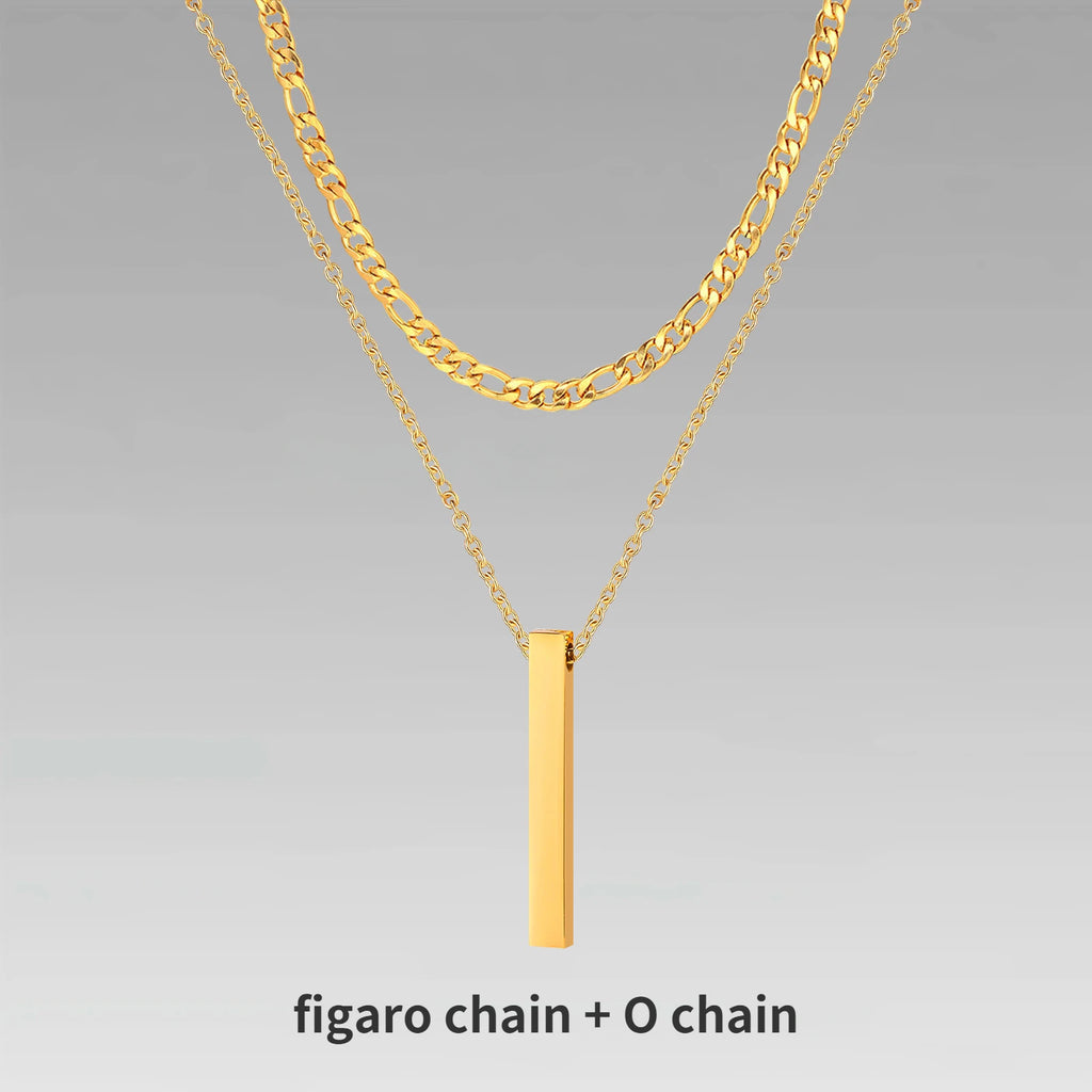Vertical Bar Rope Cuban Chain Pendant — SS