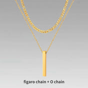 Vertical Bar Rope Cuban Chain Pendant — Stainless Steel