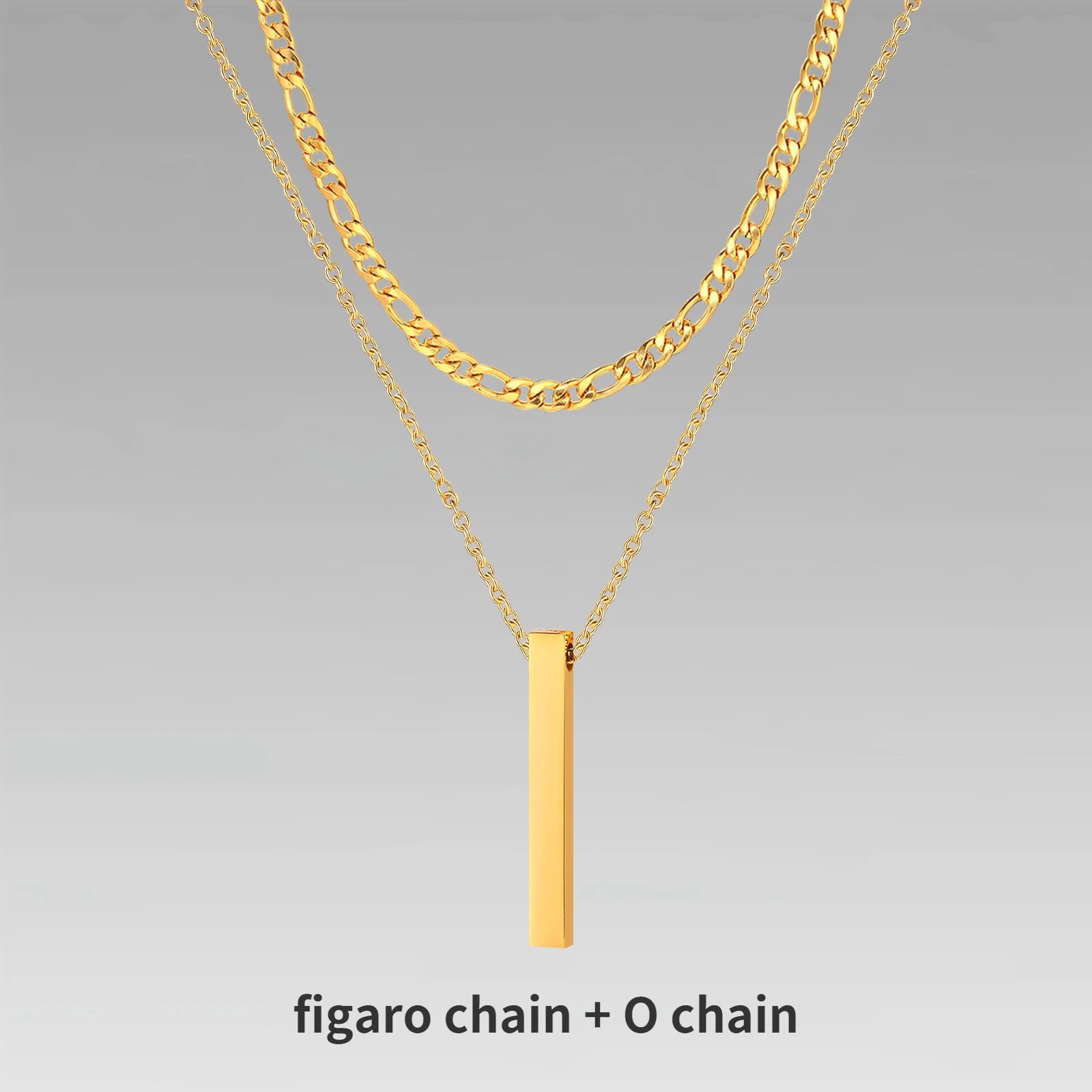 Vertical Bar Rope Cuban Chain Pendant — SS