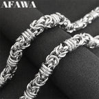 Thick Byzantine Chain Necklace & Bracelet — Stainless Steel