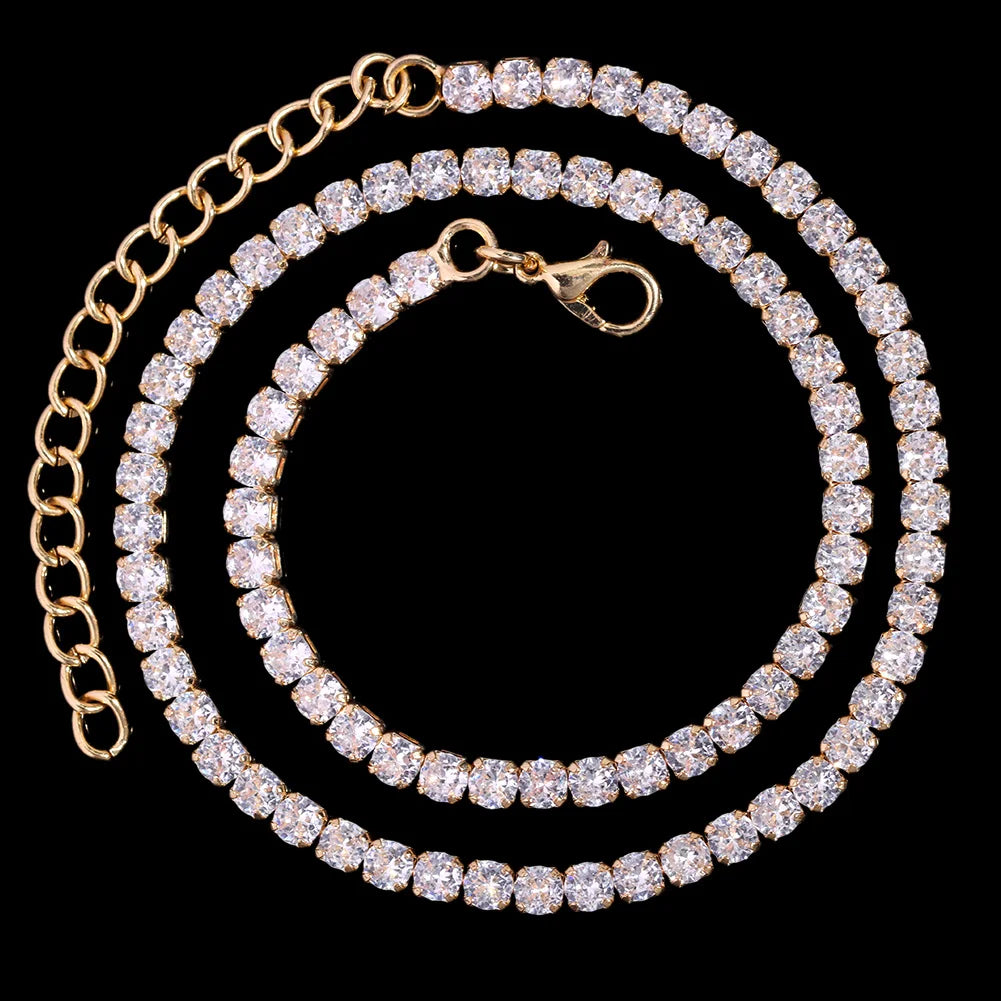 Iced Out Cuban Link Chain For Men Bling Square Tennis Chain Diamond Cuban Chain Hiphop Necklace Jewelry