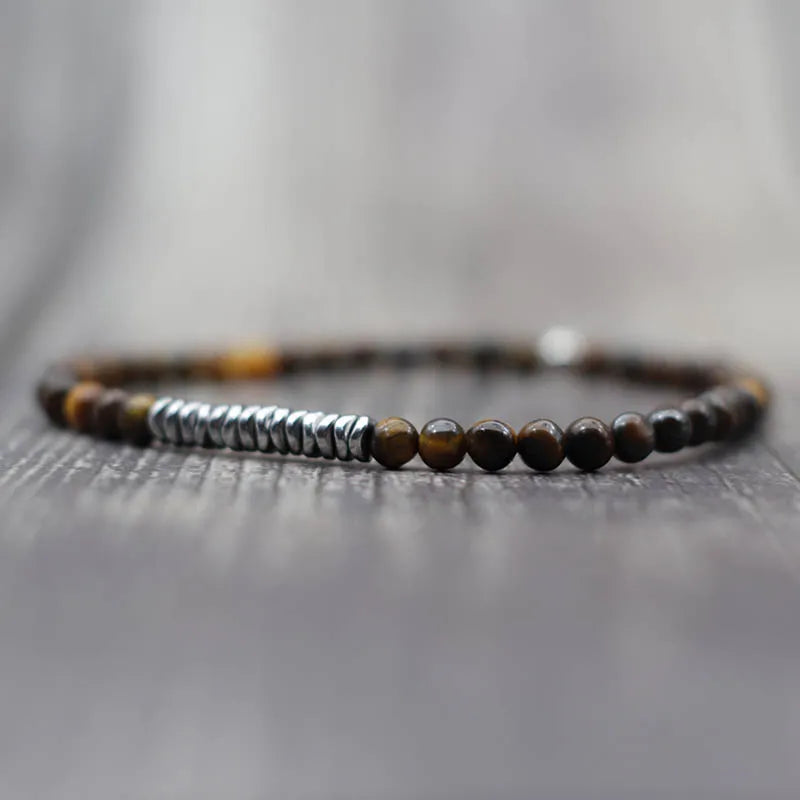 4mm Beach Bead Bracelet — Black-Tone
