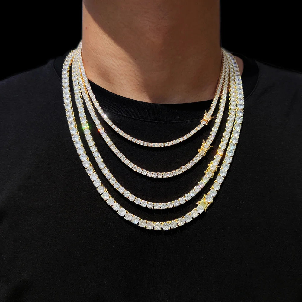 Tennis Chain Necklace for Men Women Iced Out Bling Necklace Prong-Setting 5A Cubic Zirconia Stones Fashion Jewelry