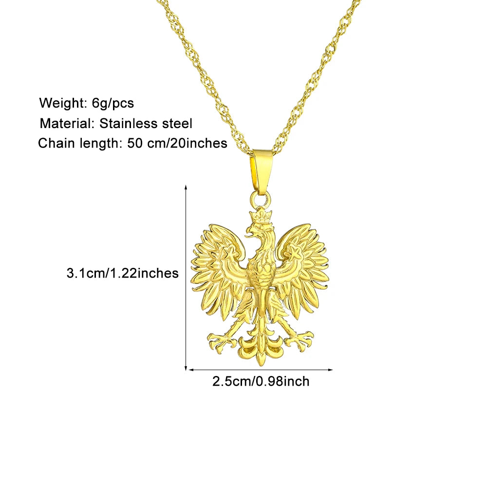 Poland Eagle Badge Pendant — Two-Tone